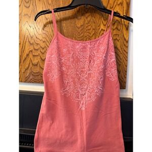 Aeropostale Womens Medium Pink Damask Scroll Print Cami Spaghetti Strap Tank Top